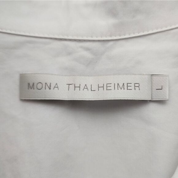 Mona Thalheimer Sz. L White Side Tie Blouse Capsule Minimalist - Picture 6 of 15